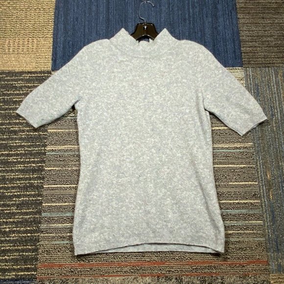 ADRIENNE VITTADINI Cashmere Womens LARGE Sweater Short Sleeve Gray Shirt Zip Up - Picture 9 of 11